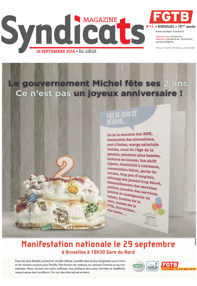 Syndicats FGTB n° 15 - 2016